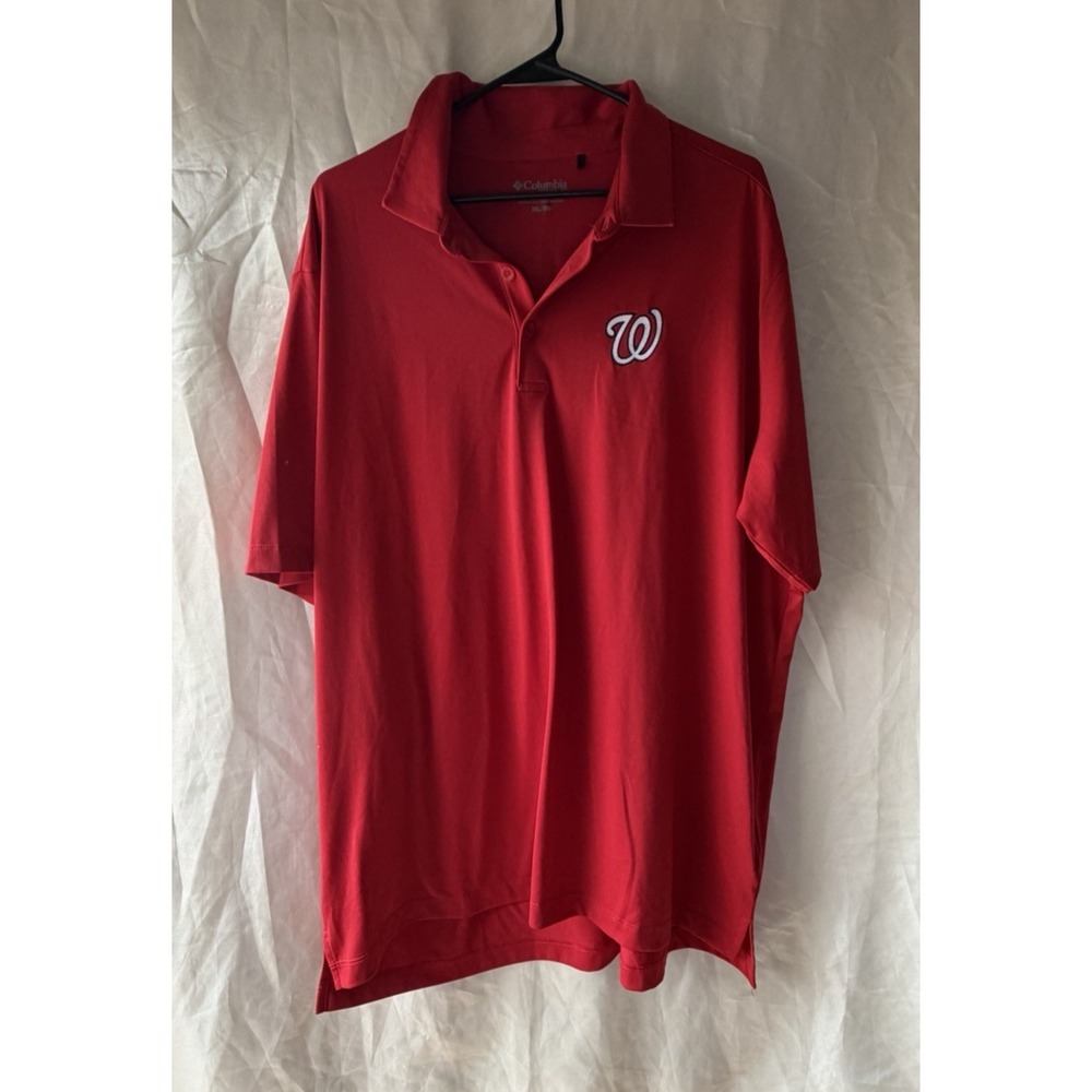 Washington Nationals Men's‎ Red Polo Shirt Size Columbia 2XL Golf